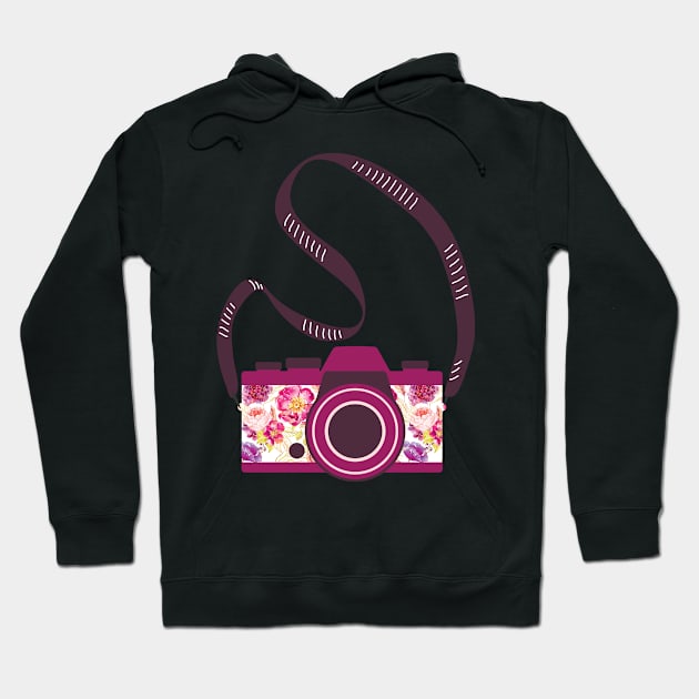 Watercolor floral camera Hoodie by jillcook